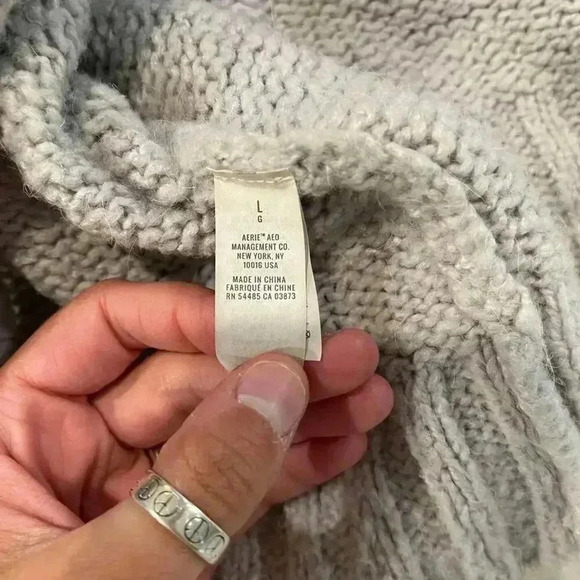 Aerie BigSky Oversized ChunkyKnit Cozycore Sweater Wool Alpaca Blend Women Large - Picture 5 of 6